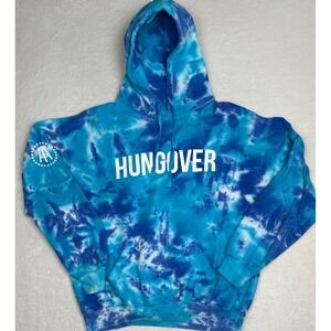Colortone Tie Dye Hoodie Hungover Graphic Print Blue White‎ Size L